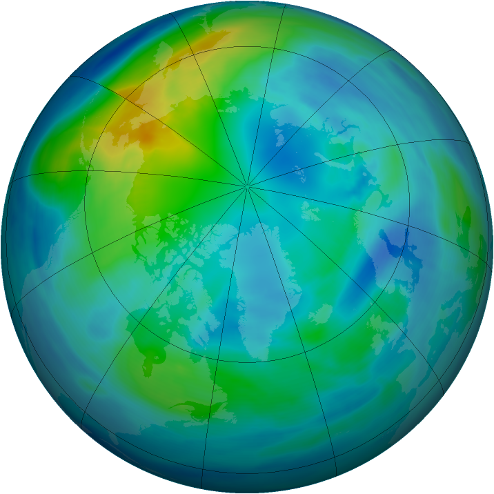 Arctic ozone map for 20 October 2005